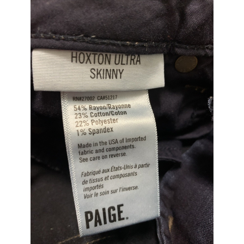 $235 PAIGE 'Hoxton Ultra Skinny' Size 26 Dark Blue High Rise Stretch Jeans, EUC - Picture 4 of 4